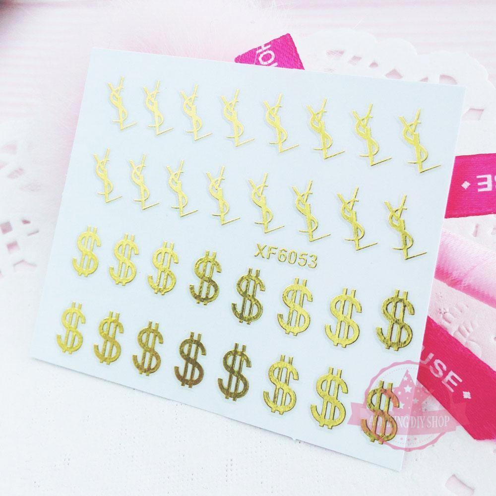 Metal Gold Money Sign Nail Art Self Adhesive Stickers