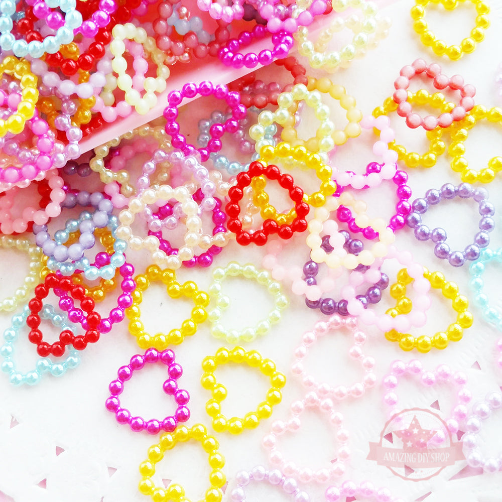 Copy of 11mm Heart Shape Pearlized Flat Back Deco Mix Colors 100 pcs