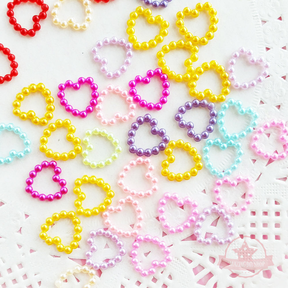 Copy of 11mm Heart Shape Pearlized Flat Back Deco Mix Colors 100 pcs