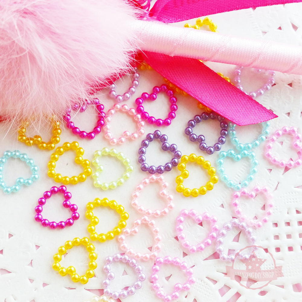 Copy of 11mm Heart Shape Pearlized Flat Back Deco Mix Colors 100 pcs