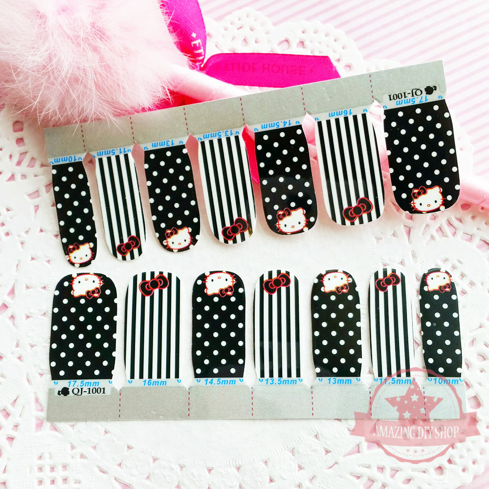 Bow Kitty Full Nail polish strips wraps sticker