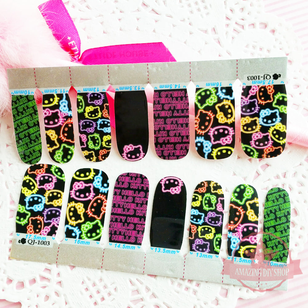 Bow Kitty Full Nail polish strips wraps sticker