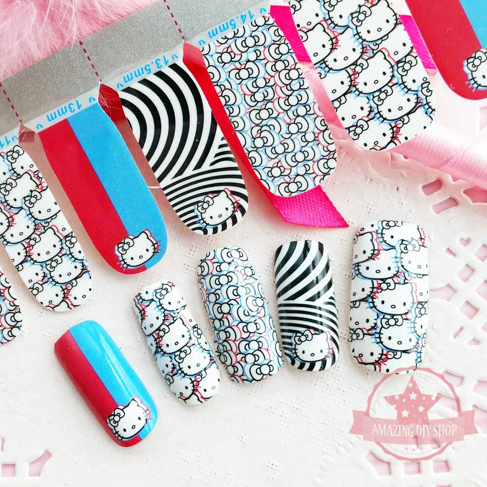 Bow Kitty Full Nail polish strips wraps sticker