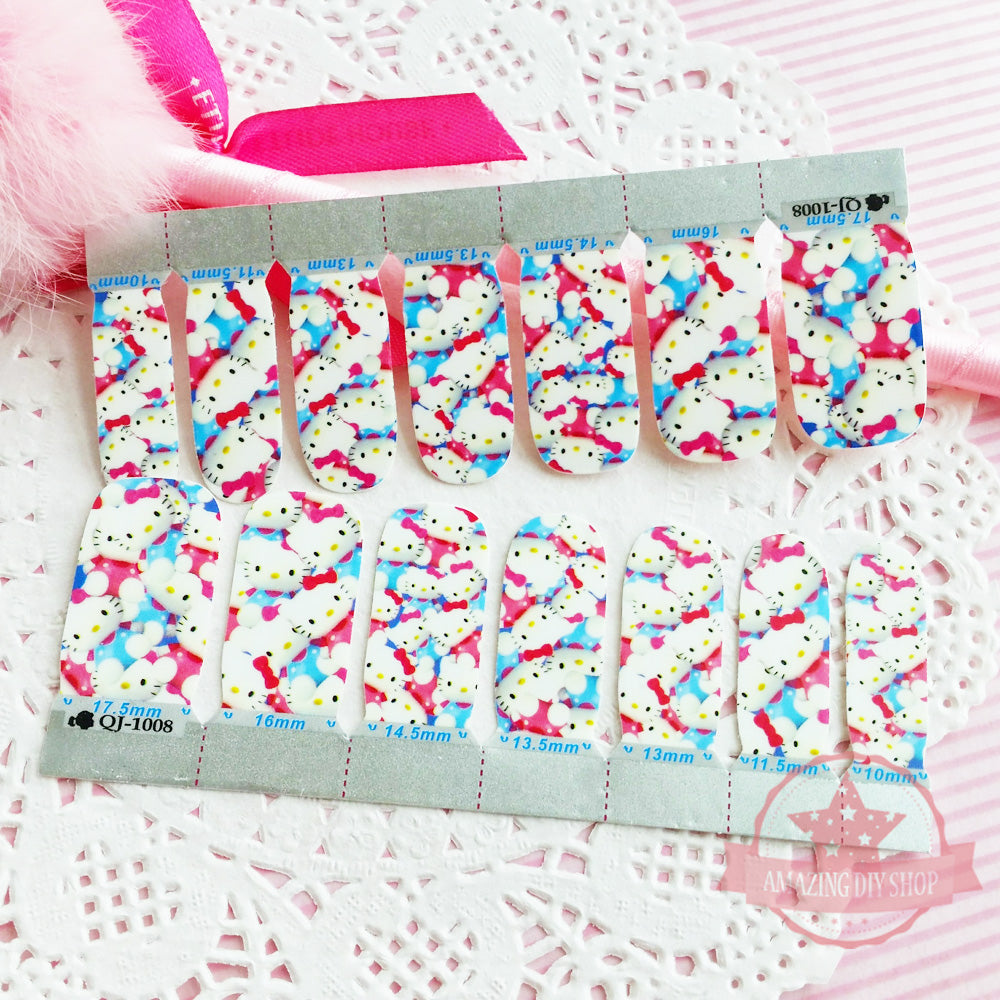 Bow Kitty Full Nail polish strips wraps sticker
