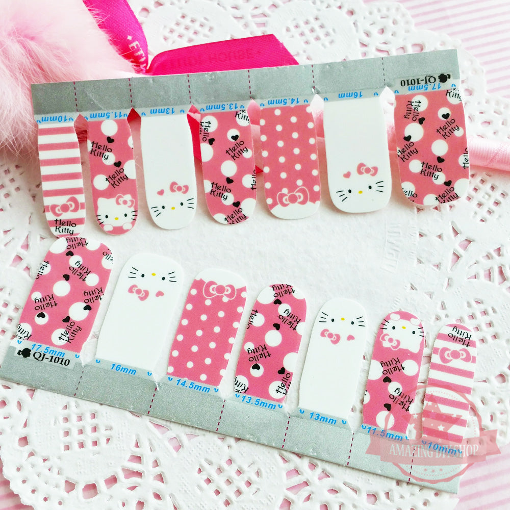 Bow Kitty Full Nail polish strips wraps sticker