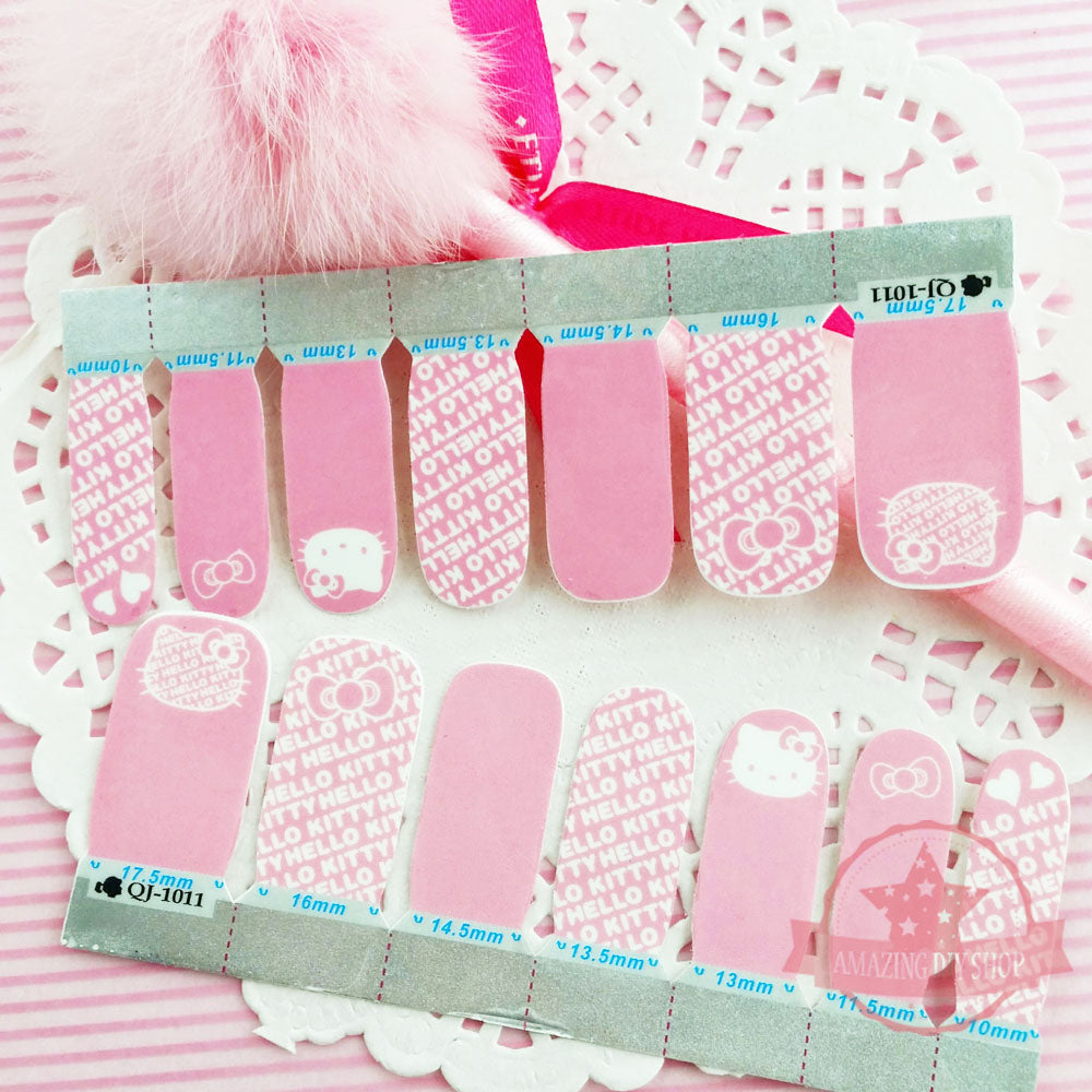 Bow Kitty Full Nail polish strips wraps sticker