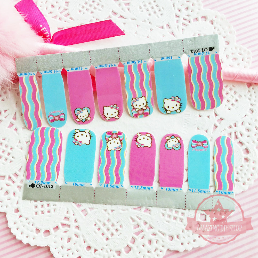 Bow Kitty Full Nail polish strips wraps sticker