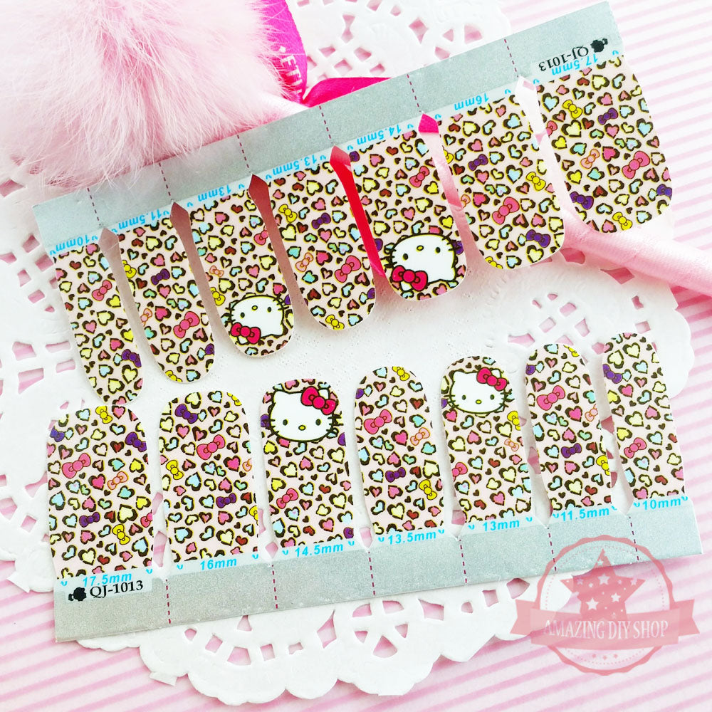 Bow Kitty Full Nail polish strips wraps sticker