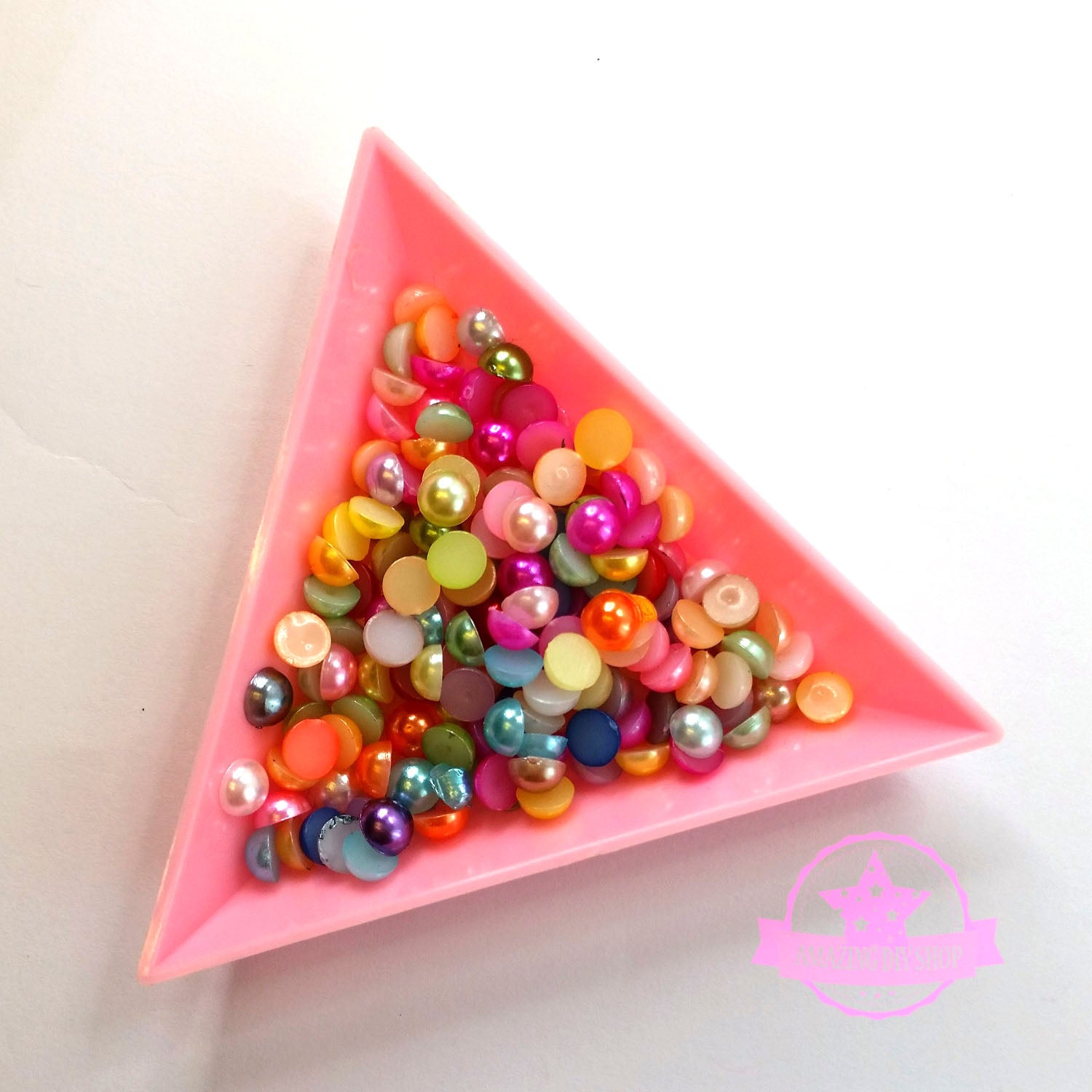 Mix Colors Round Faux Pearl Rhinestones Flat Back